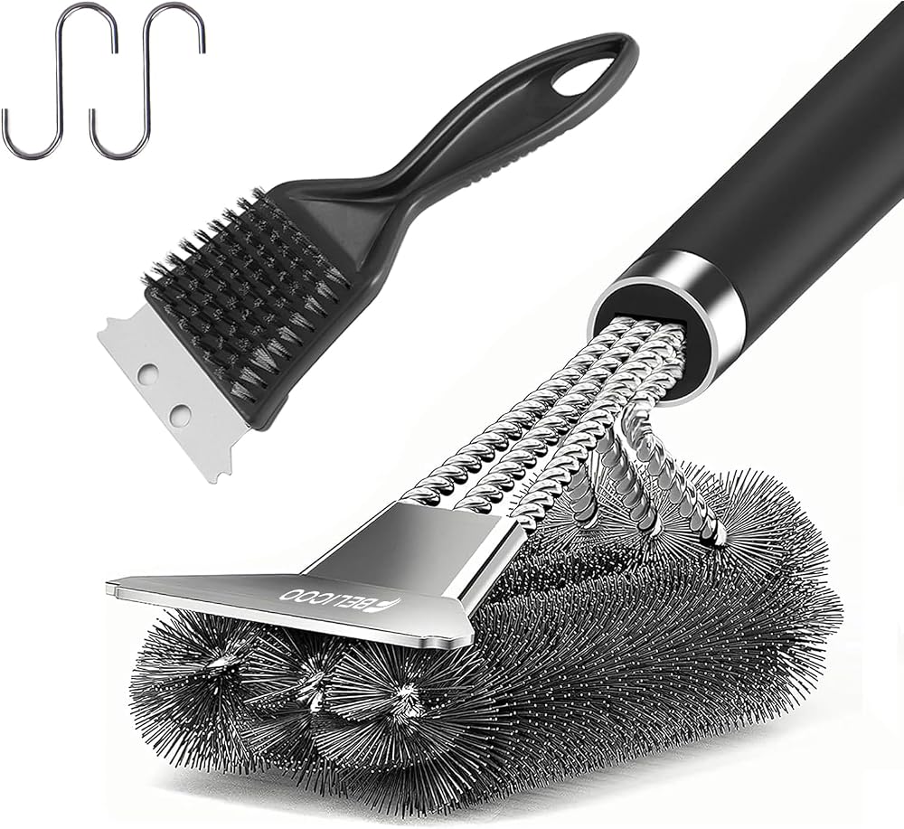 BELICOO 2 Pack 18 inch BBQ Cleaning Brush & Scraper, Stainless Steel Wire