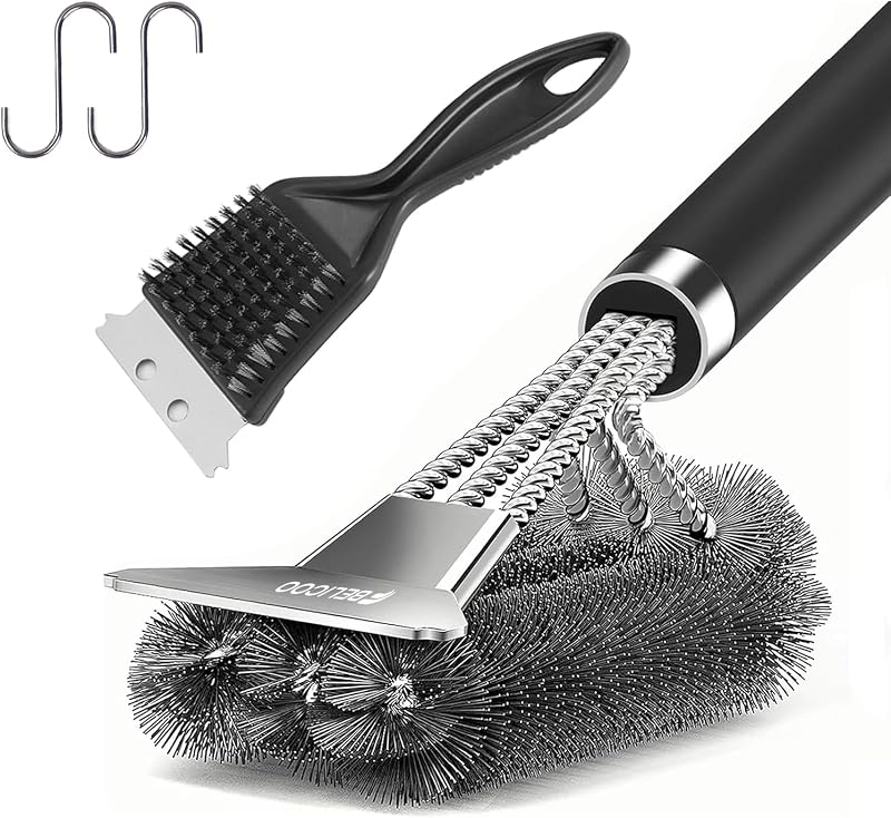 BELICOO 2 Pack 18 inch BBQ Cleaning Brush & Scraper, Stainless Steel Wire