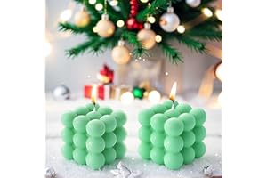 SHBLOMK 2PCS Bubble Candle Set, Cube Soy Wax Bubble Candles, Handcrafted Natural Scented Aesthetic Bubble Candle Set for Home Bedroom Decor, Birthday Mothers Day Gifts