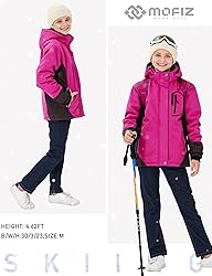 MoFiz Girls Ski Jacket Waterproof Fleece Lined
