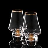 DUJUST Snifter Glasses Set of 2 (8oz), Crystal Whiskey Glasses with 24K Gold Leaf Flakes, Luxury Tasting Glasses for Brandy/Cognac/Bourbon/Tequila/Scotch, BPA-Free & Lead-Free