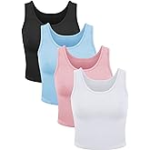 4 Pieces Women Basic Crop Tank Top Short Sleeveless Sports Crop Top