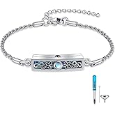 Urn Bracelet for Ashes Sterling Silver Bar Moonstone Flower Cremation Bracelet Women Keepsake Memory Jewelry