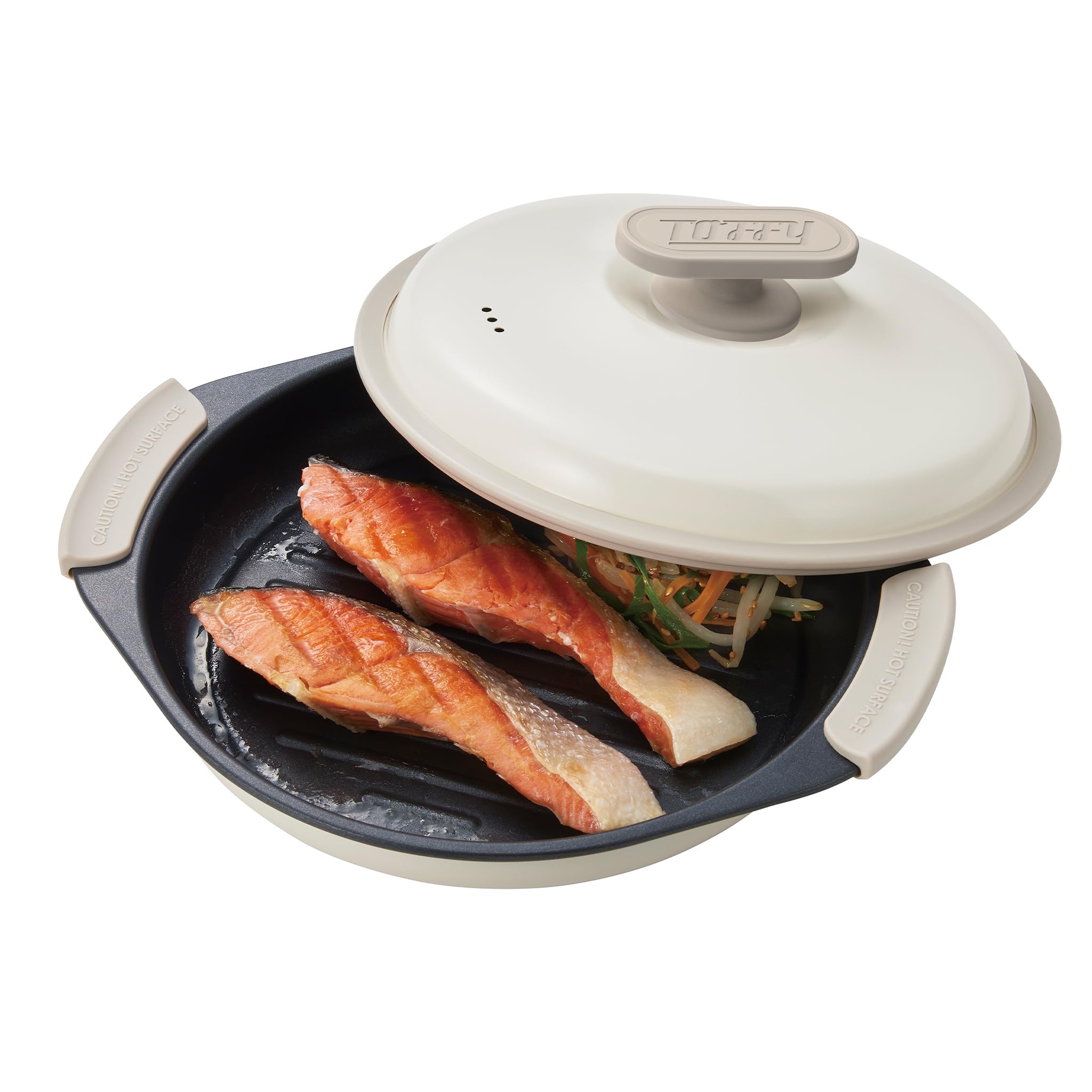 【SNSで話題！】【Toffy/トフィー】 電子レンジ用 グリルパン K-MW3 レンジ調理器 波型プレート 1台6役 焼く/炒める/蒸す/茹でる/炊く/煮る シリコーンミトン付き レシピブック付き K-MW3 (ピュアホワイト)商品画像