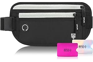 UETLRO Passport Holder for Travel for Men and Women Hidden Money Belt Black White Travel Wallet with RFID Blocking Sleeve Fanny Pack for Men