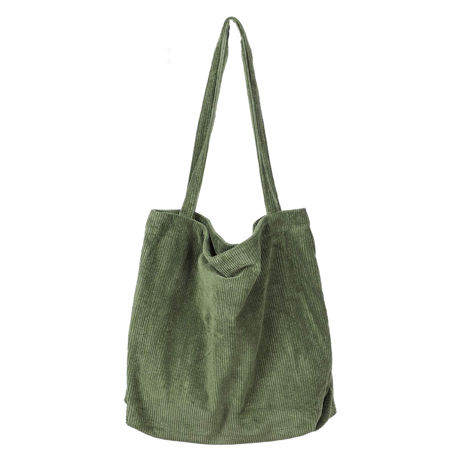 Etercycle Large Corduroy Totes Bag, Corduroy Shoulder Shopping Bag Large Capacity Casual Shoulder Handbags for Women - ArmyGreen