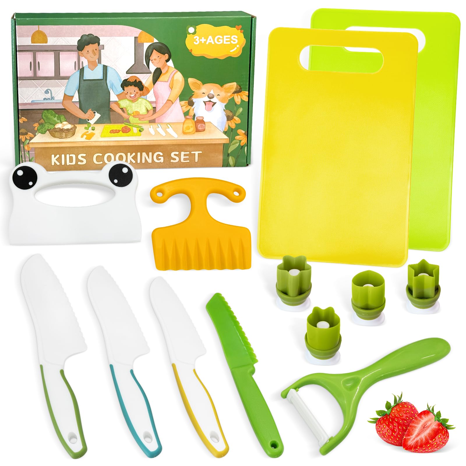 Photo 1 of Chanking 13 Pieces Kids Knife Set for Real Cooking Child-Friendly Plastic Chef Tools, Montessori Kitchen Toys, Gifts for Boys and Girls Ages 3+