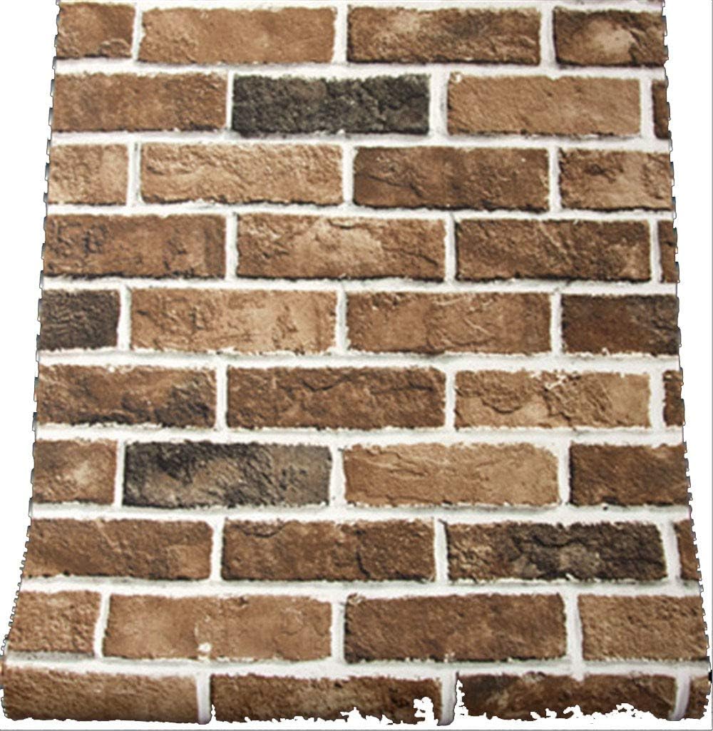 AdorabPaper 3D Stereo Retro Nostalgic Imitation Brick Wallpaper Restaurant Cafe bar Wallpaper Yellow,53X1000CM(20.8in X 393.7in)