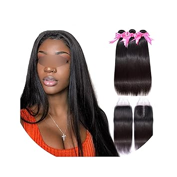 Amazon Com Straight Hair Bundles With Closure New Challenge Hair