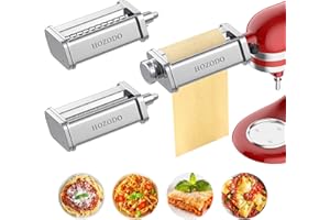 Pasta Attachment for KitchenAid Mixer, Includes Pasta Sheet Roller, Spaghetti Fettuccine Cutter, 3Pcs for Pasta Attachment by HOZODO