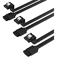 SATA Cable 6Gbps, sata 3 Cable, (3 Pack), HDD ssd Data Cable, L Shape 7 pin SATA III Cable with Locking Latch for Hard Drives