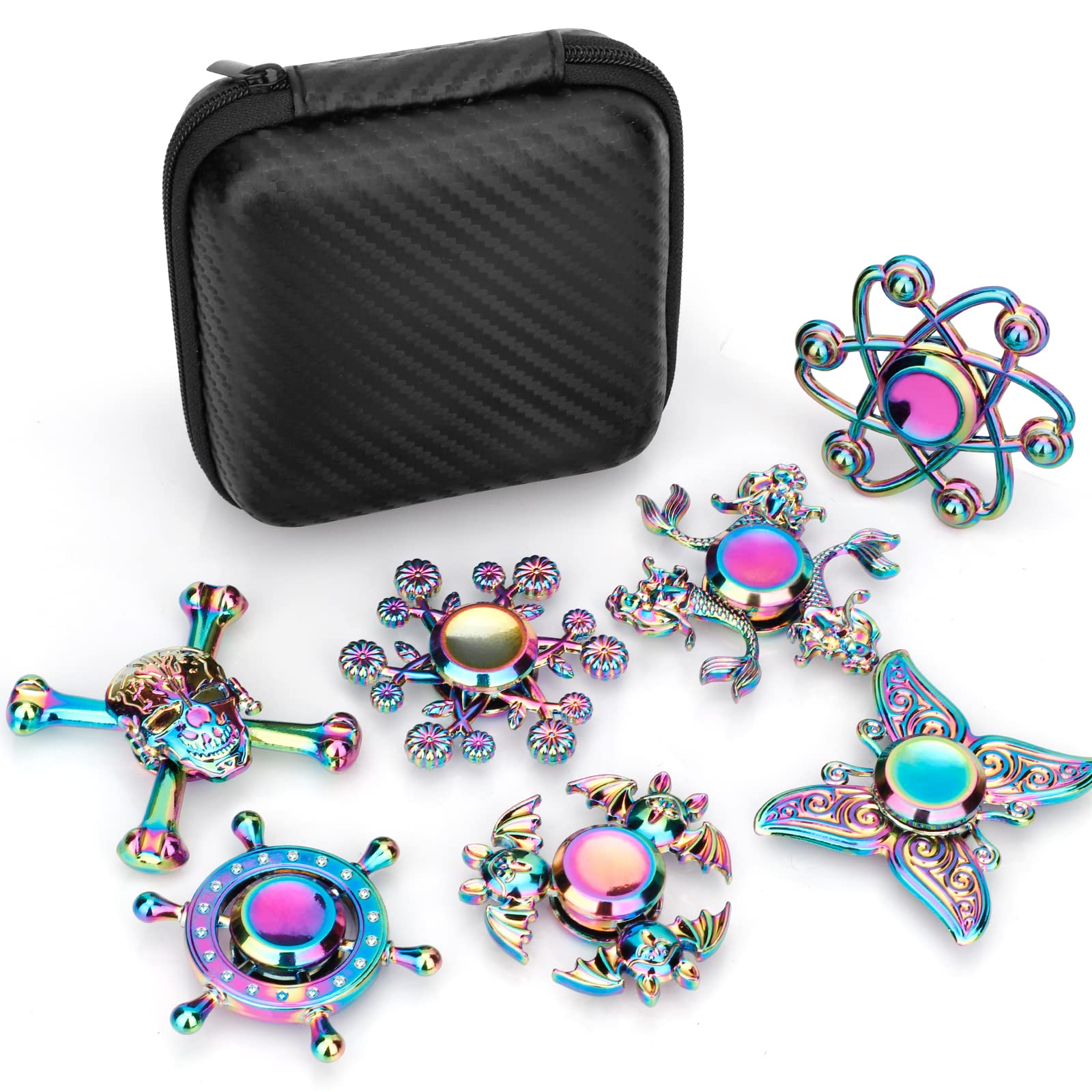 7PCS Fidget Spinners Bulk Toys Stocking Stuffers for Teen Girls Boys Adults, Metal Hand Fidget Toy Fingertip Gatget Gyro Gift for Stress Relief Classroom Prizes