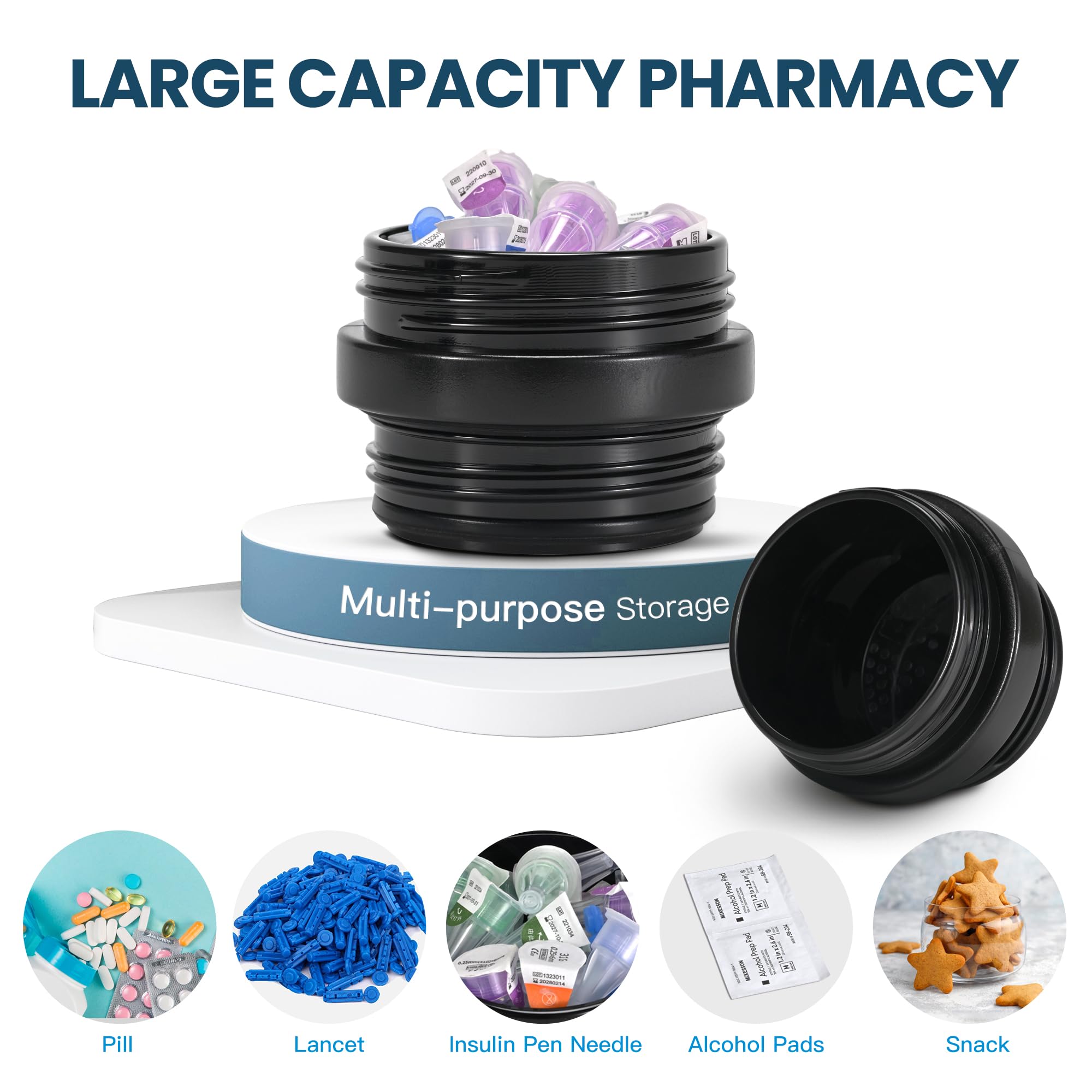 Insulin Cooler Travel Case TSA Approved, 60H 3-6 Pens Diabetes Care Medicine Travel Cooler, Refrigerated Medicine Case with Ice Packs, Medication Organizer for Diabetic Supplies Carrying (Black)