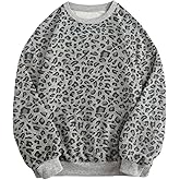 RoseSeek Women's Leopard Print Sweatshirts Long Sleeve Crewneck Cheetah Sweatshirt Pullover Y2k Tops Trendy