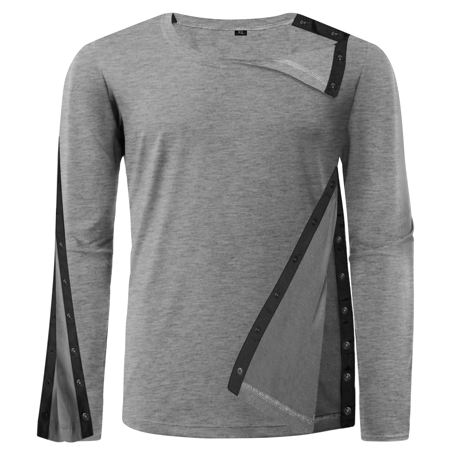 Photo 1 of Unisex Post Shoulder Surgery Recovery Shirts - Full Tear Away Snap Long Sleeve Men Chemo Port Shirts for Men Women (US, Alpha, X-Large, Regular, Regular, Grey) with white lining instead of black 