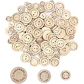 Dokpav 120 Pcs Wooden Buttons with 2 Holes, Handmade with Love Wooden Buttons, Round Natural Wooden Buttons for Sewing Knitti