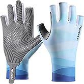 LJCUTE Fishing Gloves UV Protection Fingerless Sun Gloves Men Women for Cycling Hunting Kayaking Hiking Sailing