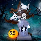 IRETG 8FT Halloween Inflatable Scary Tree, LED Blow Up Yard Decoration | Tear-Resistant Polyester, Built-in LED Lights, 4 Stakes &amp; 2 Water Bags, 2-3 Min Setup, Indoor/Outdoor Party