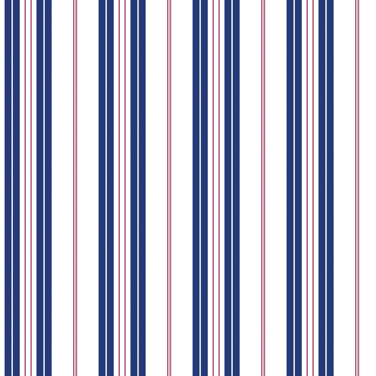 Galerie G23061 Deauville 2, 2 Colour Stripe Wallpaper, Navy Blue/Red, 10m x 53cm