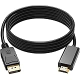 Cablor Gold Plated DP1.2 DisplayPort to HDMI Cable,1080P Full HD Video,Black Color 6ft/1.8M