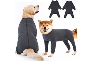 Yeapeeto Dog Onesie Surgery Recovery Suit for Large Medium Bodysuit Dogs Pajamas PJS Full Body for Shedding, Prevent Licking, Wound Protection, Cone Alternative(2XL,Dark Grey)
