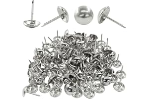Waziaqoc 100 PCS Vintage Style Upholstery Tacks, Silver Upholstery Nails, 7/16 Inc Round Decorative Thumb Nails Pins Kit for Furniture Sofa DIY