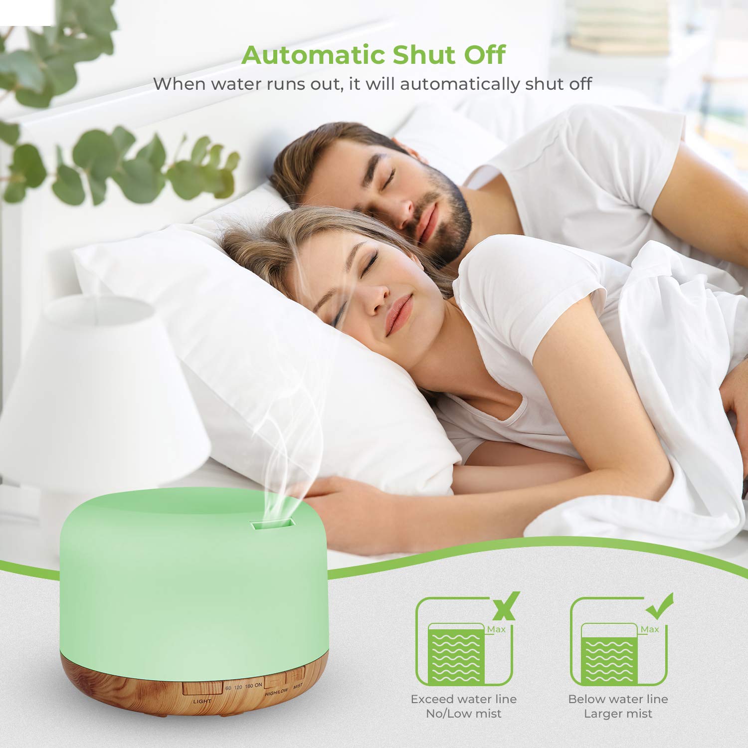 UOKIER Essential Oil Diffuser, 500ml Diffusers with Remote Control, BPA-Free Ultrasonic Aromatherapy Diffuser Humidifier with Adjustable Mist Mode, Mood Light, Timer Setting & Waterless Auto-Off : Beauty