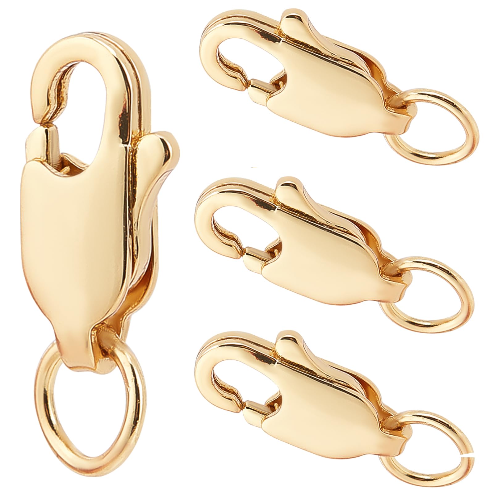 Beebeecraft 20Pcs Jewellry Clasps 18K Gold Plated Lobster Claw Clasps with Jump Rings for DIY Craft Jewelry Making Necklace Bracelet Findings(12x6x3mm)