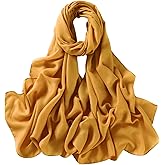 Gauze Linen Feeling Scarves Lightweight Soft Beach Shawl Wraps Casual Solid Neck Pashminas for Women
