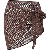ZAFUL Sarong Coverups for Women Beach Vacation Fishnet See Thru Tie Side Bathing Suit Cover Up Mini Skirt