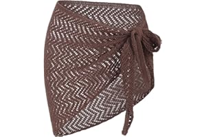 ZAFUL Sarong Coverups for Women Beach Vacation Fishnet See Thru Tie Side Bathing Suit Cover Up Mini Skirt