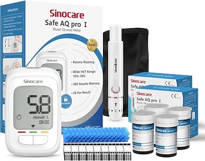 Sinocare Blood Sugar Testing Kit Safe AQ Pro I, 100 Strips & Lancing Devices