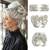 youngways Messy Bun Hair Piece Side Comb Clip in Hair Bun Hairpiece for Women Short Natural Straight Versatile Adjustable Styles Easy Hair pieces (Grey Multi-C)