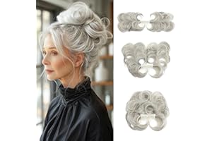 youngways Messy Bun Hair Piece Side Comb Clip in Hair Bun Hairpiece for Women Short Natural Straight Versatile Adjustable Styles Easy Hair pieces (Grey Multi-C)