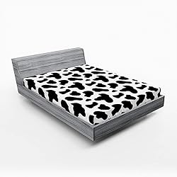 Ambesonne Cow Print Fitted Sheet, Animal Hide