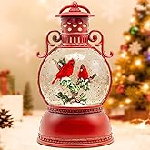 Christmas Snow Globes, Cardinal Christmas Water Globes with 8 Songs, 6H Timer Battery & USB Powered Glitter Snow Globe Music Box Suitable for Christmas Home Decorations Holiday Party Gifts