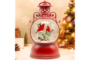 KUKUZON Christmas Snow Globes, Cardinal Christmas Water Globes with 8 Songs, 6H Timer Battery & USB Powered Glitter Snow Globe Music Box Suitable for Christmas Home Decorations Holiday Party Gifts