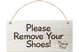 BWWNBY Take Your Shoes Off Sign,No Shoes Sign for Your Home,Solid Wood Hanging Welcome Sign with Rope,Rustic Entryway, Porch, Door Hanger(Size:7.9 x 3.9inch)