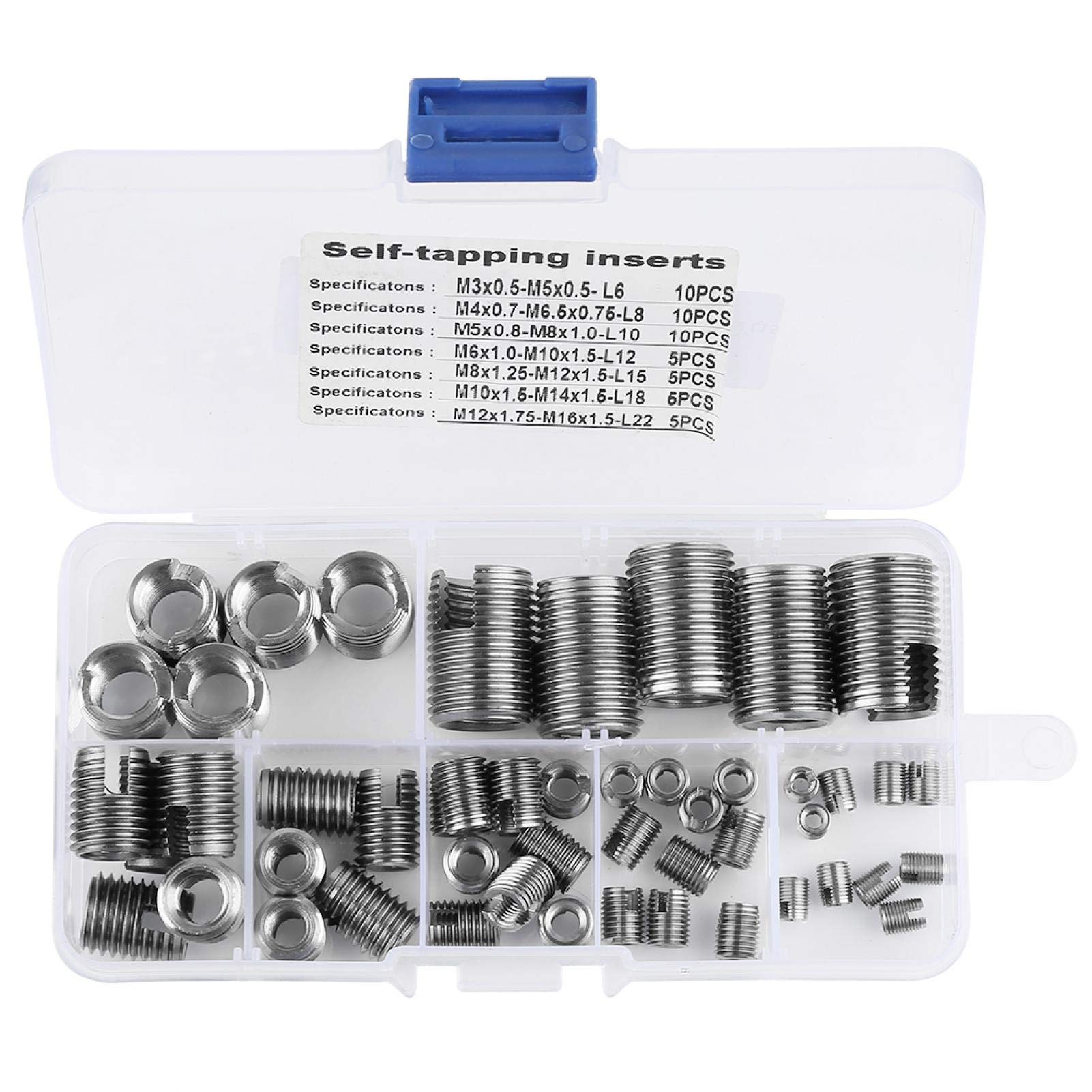 50Pcs Stainless Steel Inner Thread Self Tapping Thread Inserts Set Thread Reinforce Repair Tool，Set