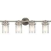 Kichler Brinley 32.25" Vanity Light in Brushed Nickel, 4-Light Farmhouse Bathroom Vanity Light with Clear Glass, (32.25" W x 