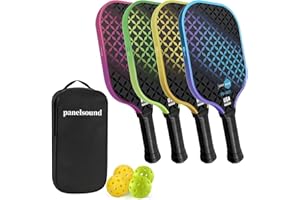 PANEL SOUND Pickleball Paddles Set of 2 or 4, USAPA Approved Fiberglass Pickleball Racket Set with 4 Outdoor Pickleballs and 1 Carrying Case