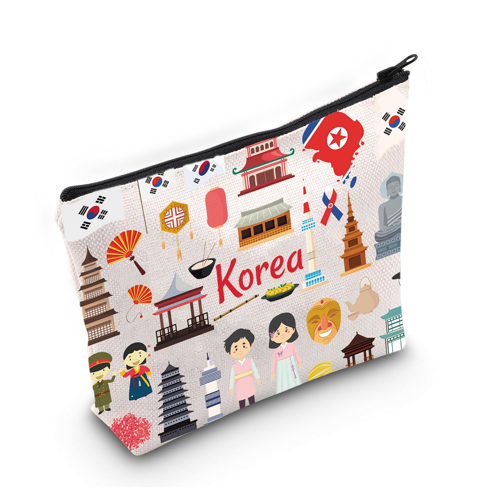 WZMPA Korea Travel Cosmetic Bag Vacation Gift Korean Native Culture Zipper Pouch Trip Merchandise, Korea, Fit