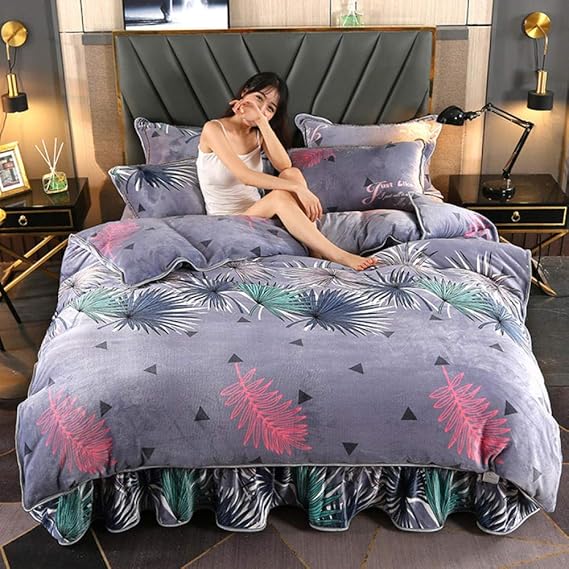 HCA Fourpiece winter milk velvet sheet on thick warm bed19_200*230cm