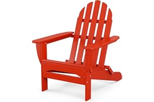 POLYWOOD AD5030SR Classic Folding Adirondack Chair, 38.5" H x31.25 W x 33.5" D, Sunset Red