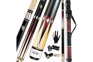 Tai ba cues 2-Piece Pool cue Stick + Hard Case, 13mm Tip, 58", Hardwood Canadian Maple Professional Billiard Pool Cue Stick 18,19,20,21,22 Oz Pool Stick (Selectable)-Blue, Black, Red, Gray, Green