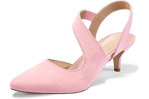 mysoft Women's Pumps 2 inch Low Heel Pointed Toe Slingback Wedding Party Dress Shoes