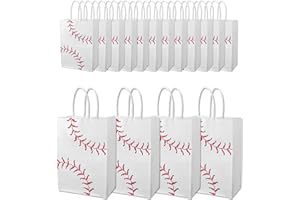 16pcs Baseball Gift Bags, Baseball Pattern Party Gift Candy Bags with Handle Sports Birthday Party Supplies Kraft Paper Decor