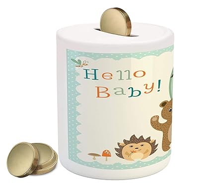 Amazon Com L!   unarable Baby Shower Piggy Bank Woodland - 