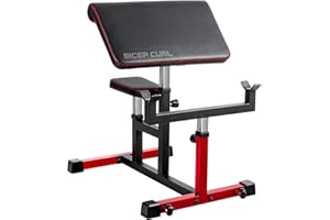 ER KANG Preacher Curl Bench, 350LBS Strength Training Biceps Bench for Home Gym, Adjustable Weight Bench with Wheels Moving, 24"×13" Arm Pad&Height Selectable Seat(2023 New Version)