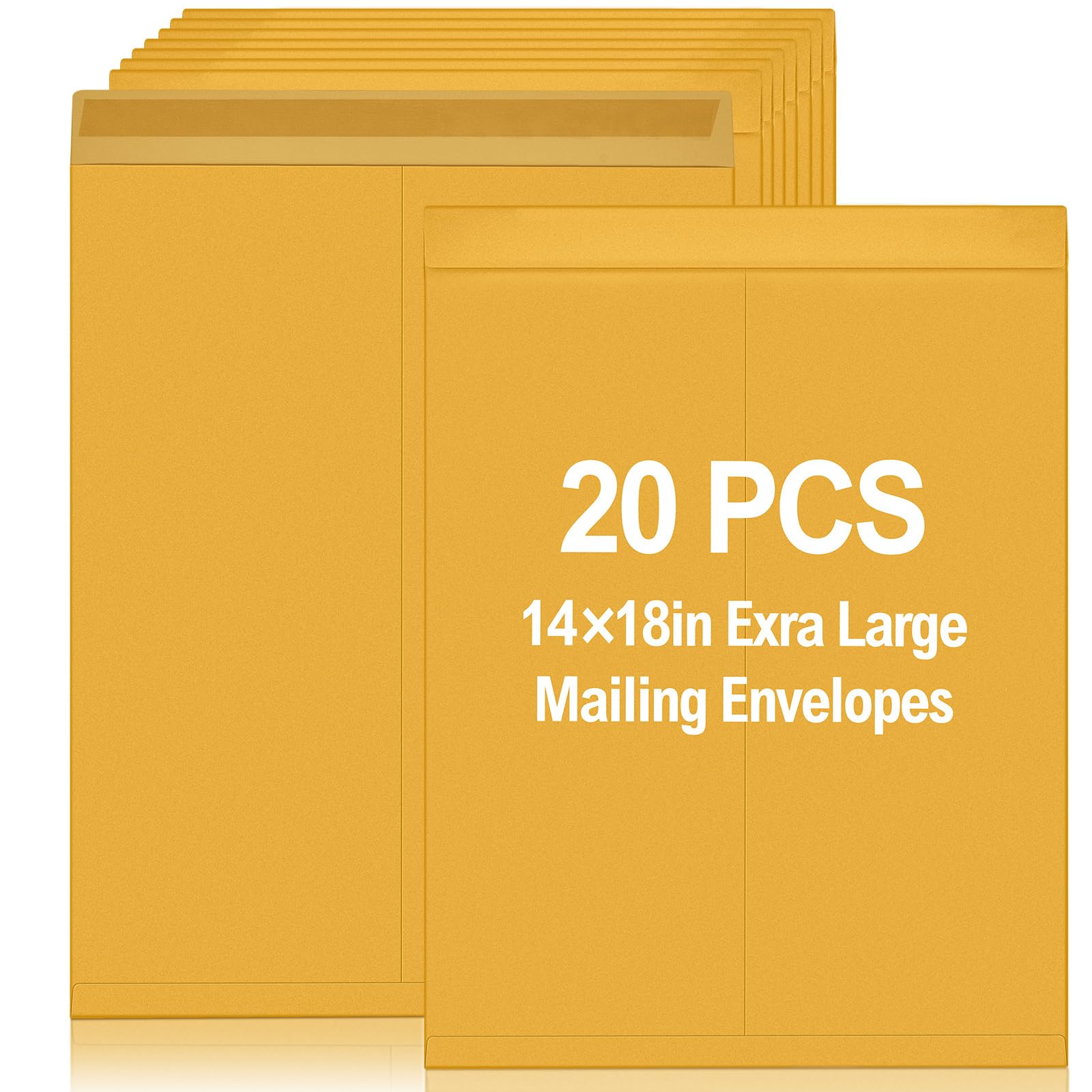 Photo 1 of Motipuns 20 Pcs 14" x 18" Extra Large Mailing Envelopes with Gummed Flaps Jumbo Craft Catalog Envelopes for Mailing Storage and Organizing Documents Office Supplies (Yellow)